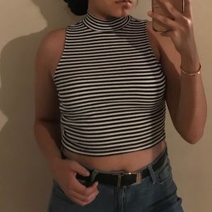 striped turtleneck tank